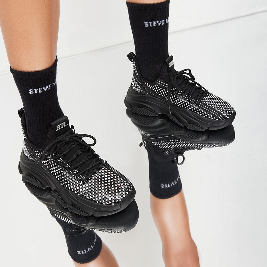 Steve Madden BAND LOGO CREW SOCK Női Zokni Fehér Fekete | 506ZIWPSE