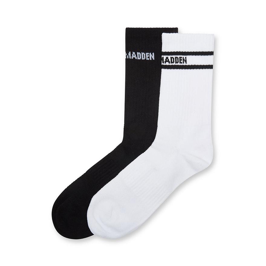 Steve Madden BAND LOGO CREW SOCK Női Zokni Fehér Fekete | 506ZIWPSE