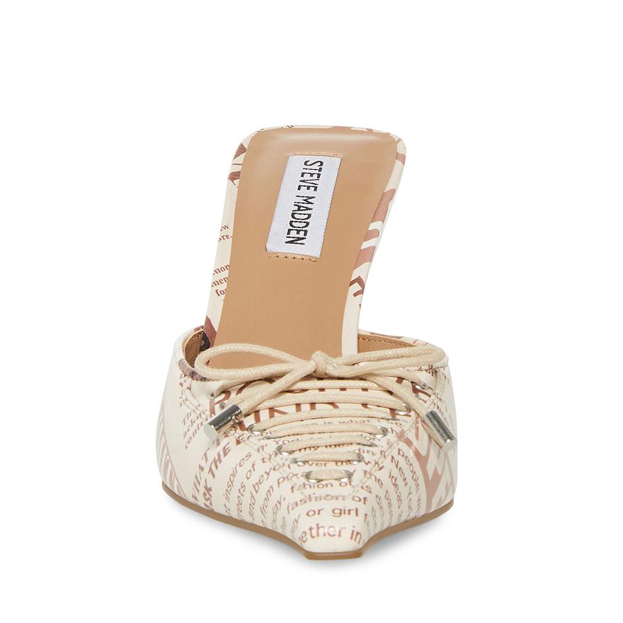 Steve Madden BRIANNE NEWSPAPER PRINT Női Mule Cipő Fekete Fehér | 260GJMKAQ