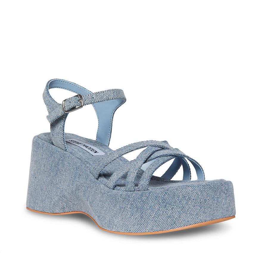 Steve Madden CRAZY30 Női Szandál Denim | 819NTOVBE