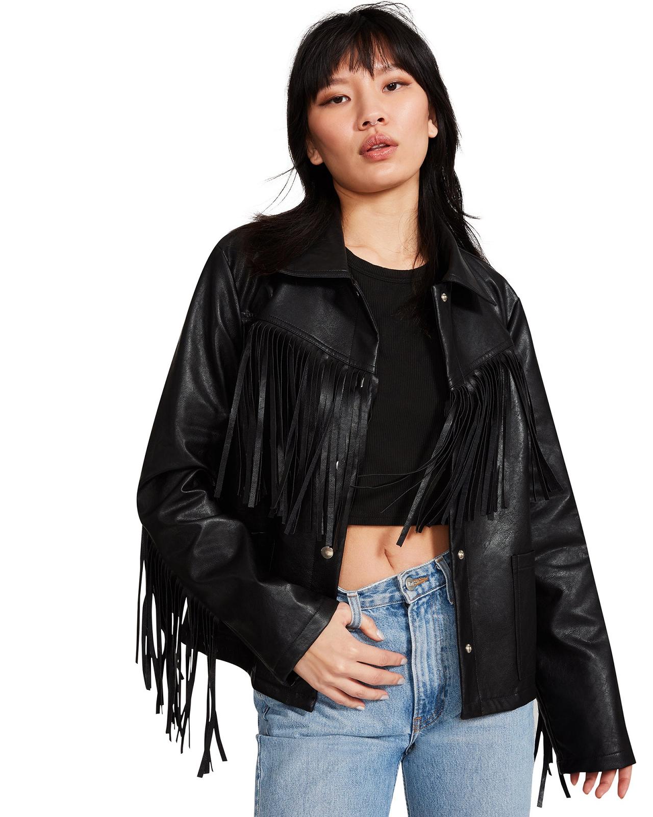 Steve Madden FRINGE JACKET Női Kabát Fekete | 275RJKYQA