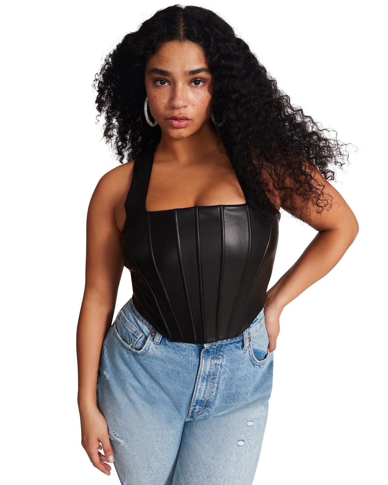 Steve Madden KIMMIE CORSET Női Felsők Fekete | 217EUCDLN