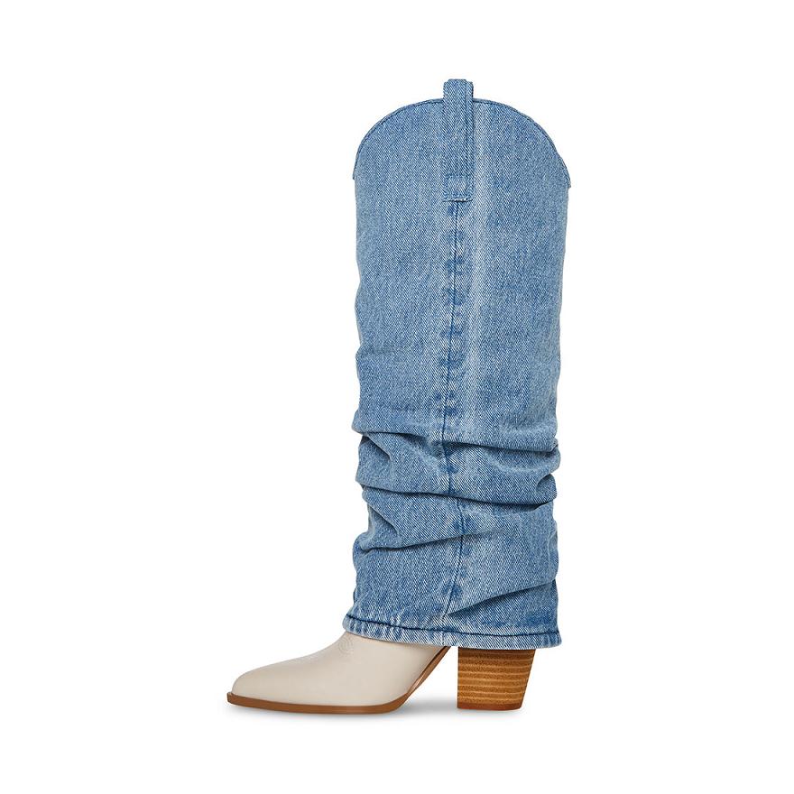 Steve Madden LASSY Női Hosszú Szárú Csizma Denim | 174OFTISB