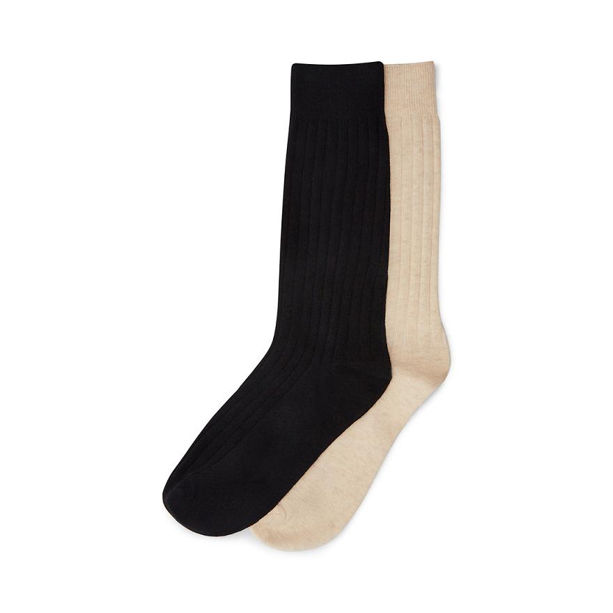 Steve Madden RIBBED CREW SOCKS Női Zokni Fekete Barna | 018OYWPGU