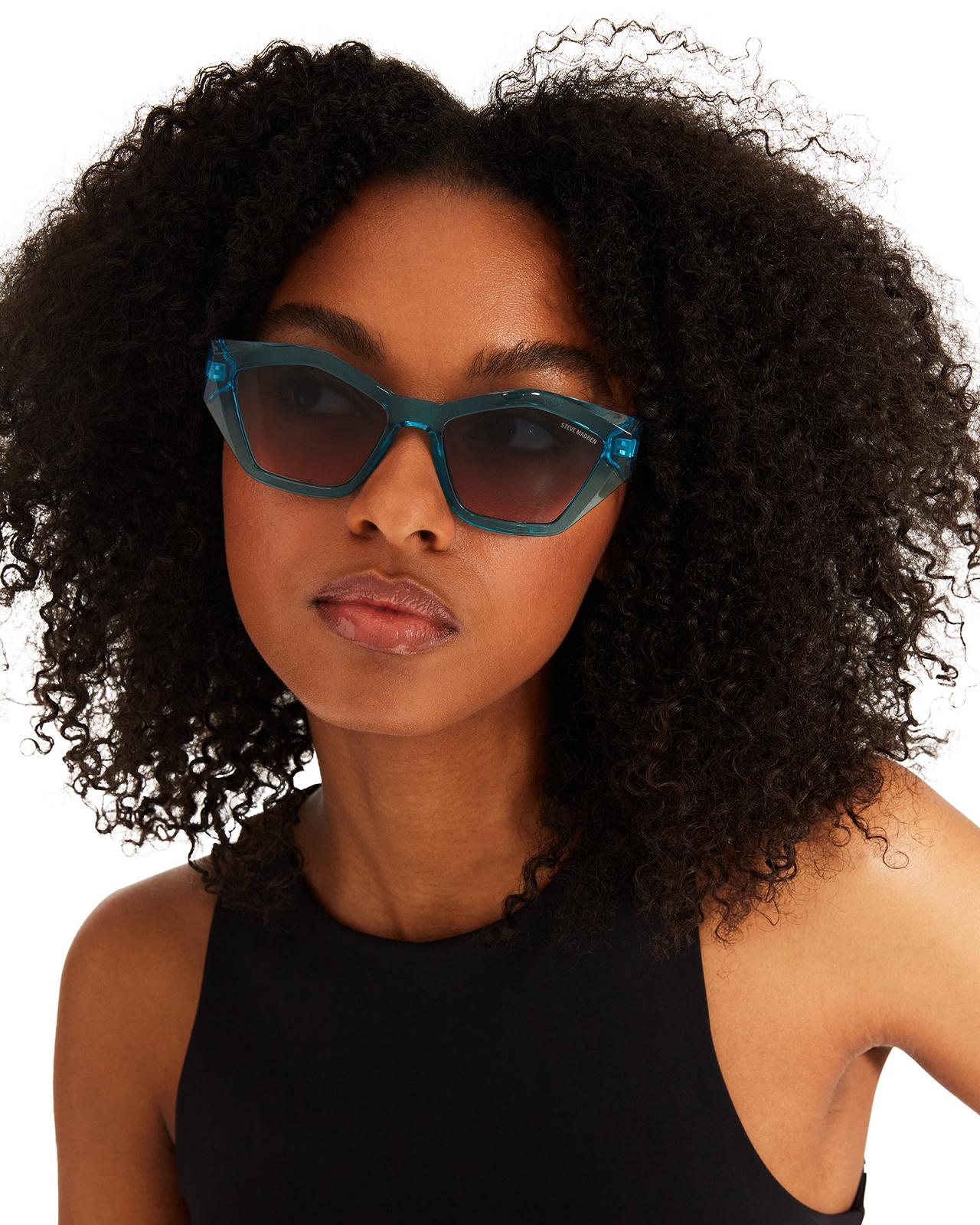 Steve Madden STACIA SUNGLASSES Női Napszemüveg Kék | 524BAGREU